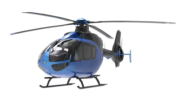 Blauer Hubschrauber isoliert auf weißem Hintergrund. 3D-Illustration. — Stockfoto