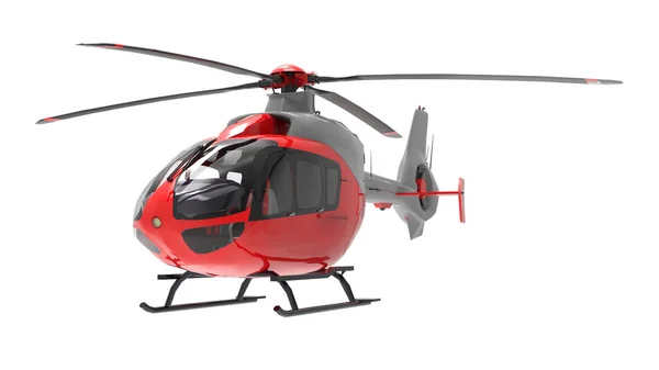 Roter Hubschrauber isoliert auf weißem Hintergrund. 3D-Illustration. — Stockfoto