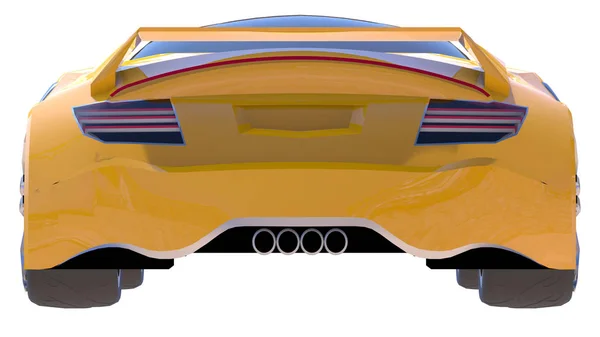 Żółty błyszczący koncepcyjny samochód sportowy przyszłości. — Zdjęcie stockowe