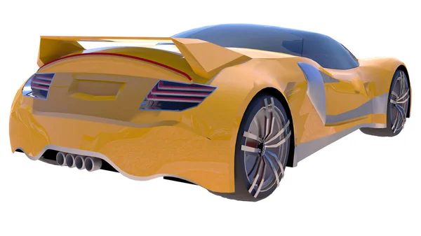 Żółty błyszczący koncepcyjny samochód sportowy przyszłości. — Zdjęcie stockowe
