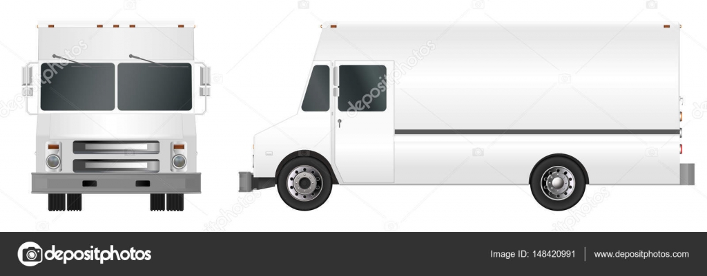 白いトラック テンプレート 貨物バンのベクトル イラスト Eps 10 白い背景上に分離 市内商用車配信 ストックベクター C Vladimir Hapaev