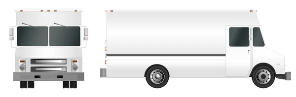 Modelo de camião branco. Cargo van Vector ilustração EPS 10 isolado sobre fundo branco. Cidade entrega de veículos comerciais . — Vetor de Stock
