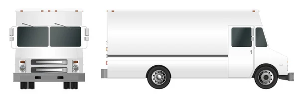 Modelo de camião branco. Cargo van Vector ilustração EPS 10 isolado sobre fundo branco. Cidade entrega de veículos comerciais . —  Vetores de Stock