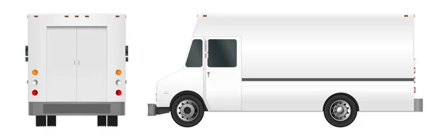 Modelo de camião branco. Cargo van Vector ilustração EPS 10 isolado sobre fundo branco. Cidade entrega de veículos comerciais . —  Vetores de Stock