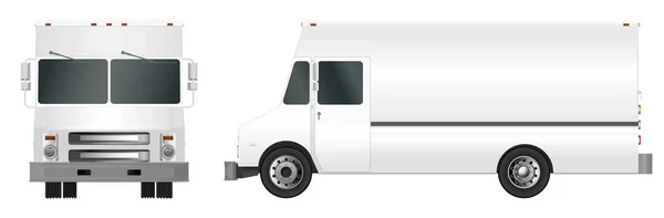 Plantilla de camión blanco. Cargo van Vector ilustración EPS 10 aislado sobre fondo blanco. Ciudad entrega de vehículos comerciales . — Archivo Imágenes Vectoriales
