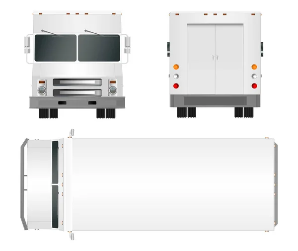 Vit lastbil mall. Cargo van vektor illustration Eps 10 isolerade på vit bakgrund. Stadens kommersiella fordon leverans. — Stock vektor