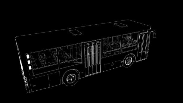 Pequeño bus poligonal 3D . — Vídeo de stock