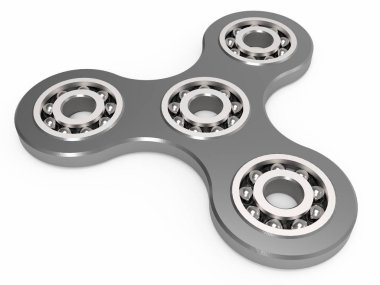 Spinner stres giderici oyuncak beyaz gri kıpır. 3D çizim.