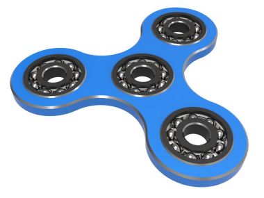 Spinner stres giderici oyuncak üzerinde beyaz backgrond mavi kıpır. 3D çizim.