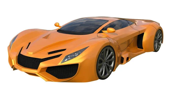 Konzeptionell orangefarbene Rennwagen. 3D-Illustration. — Stockfoto