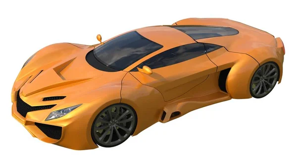 Conceptuele oranje racewagens. 3D illustratie. — Stockfoto