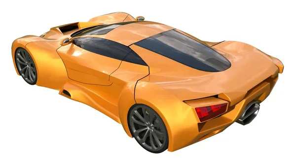 Conceptuele oranje racewagens. 3D illustratie. — Stockfoto