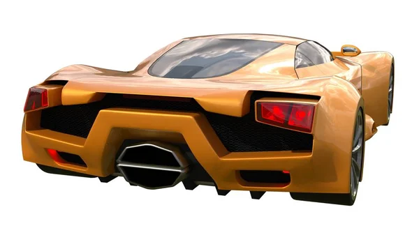 Konzeptionell orangefarbene Rennwagen. 3D-Illustration. — Stockfoto