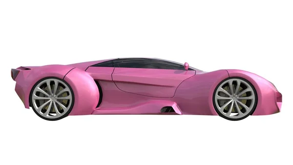 Konceptuella rosa racing bil. 3D illustration. — Stockfoto