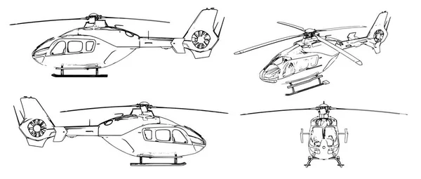 現代市民軽ヘリコプターのベクトル イメージのセット. — ストックベクタ