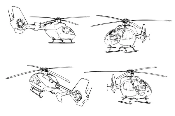 現代市民軽ヘリコプターのベクトル イメージのセット. — ストックベクタ
