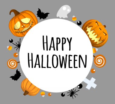 Mutlu Cadılar Bayramı arka plan. Metin için yer. Metin için yuvarlak alan.