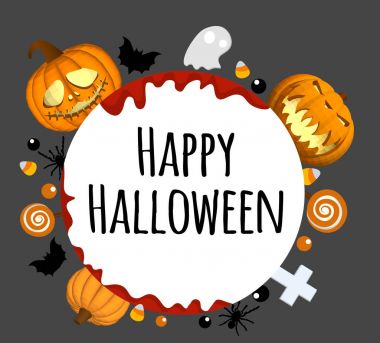 Mutlu Cadılar Bayramı arka plan. Metin için yer. Metin için yuvarlak alan.