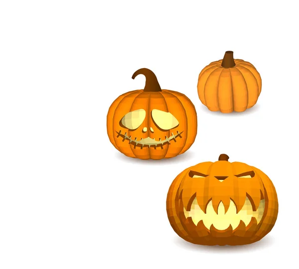 Een aantal pompoenen op een witte achtergrond voor decoratie voor elke vakantie graphics voor de Halloween vakantie. — Stockvector