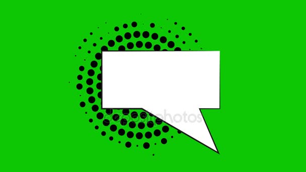 Comic speech bubbles with halftone shadows on green background. — Stock Video