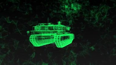 Tank ABD Ordusu holografik çizgiler şeklinde savaş. Çokgenler döner.