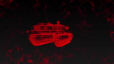 Tank ABD Ordusu holografik çizgiler şeklinde savaş. Çokgenler döner.