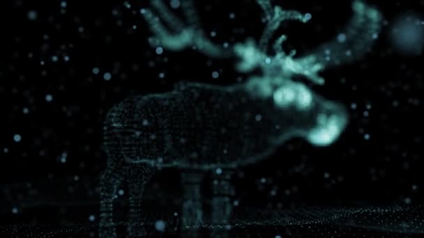 Рождественский праздничный олень светящихся точек. Компьютерная иллюстрация в ультрасовременном свете . — стоковое видео