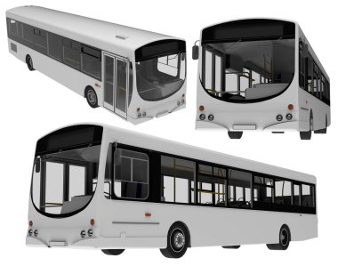 Şehir otobüs şablonu. Yolcu taşımacılığı. 3D çizim.