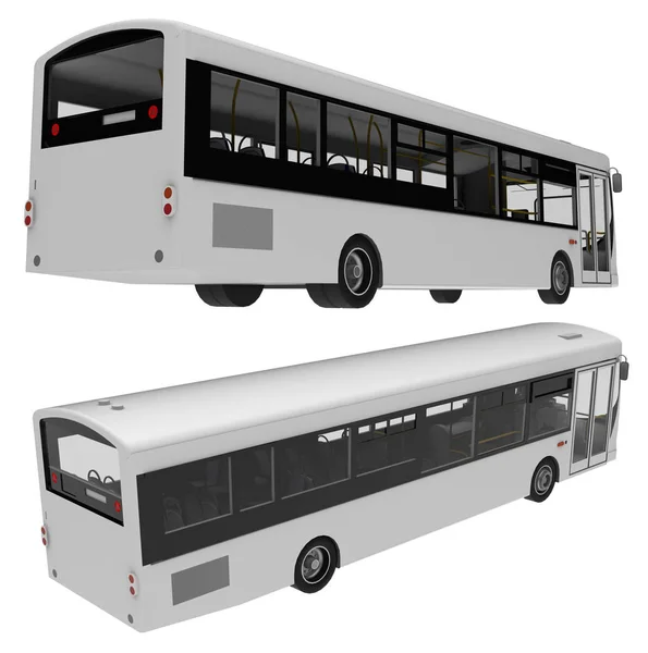 Şehir otobüs şablonu. Yolcu taşımacılığı. 3D çizim. — Stok fotoğraf