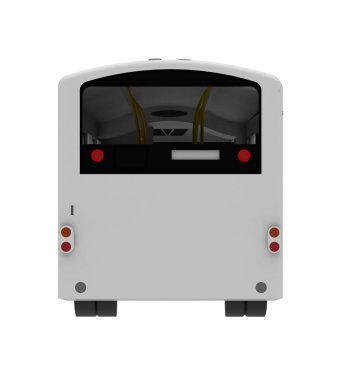 Şehir beyaz veri yolu şablonu. Yolcu taşımacılığı. 3D çizim.