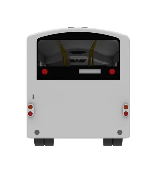 Πρότυπο λευκό λεωφορείο πόλης. Μεταφορές επιβατών. 3D απεικόνιση. — Φωτογραφία Αρχείου