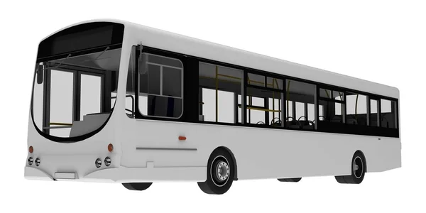 Miasto biały autobus szablonu. Transportu pasażerskiego. ilustracja 3D. — Zdjęcie stockowe