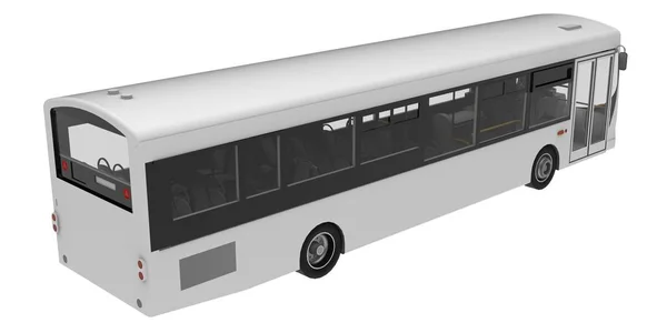 Πρότυπο λευκό λεωφορείο πόλης. Μεταφορές επιβατών. 3D απεικόνιση. — Φωτογραφία Αρχείου