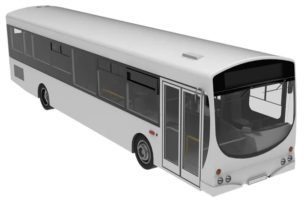 Város fehér busz sablon. Személyszállítás. 3D-s illusztráció. — Stock Fotó