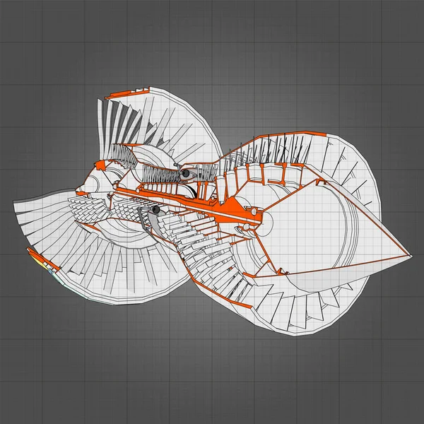 Avión motor turbo jet. Ilustración de línea vectorial . — Archivo Imágenes Vectoriales