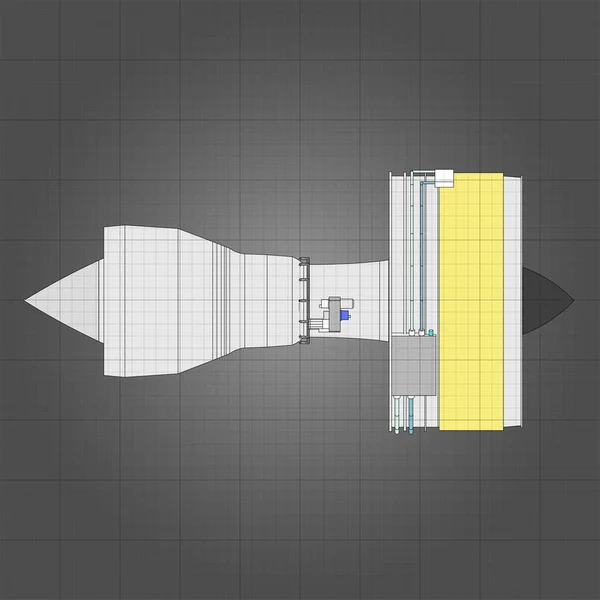 Turbo jetmotor flygplan. Vektor linje illustration. — Stock vektor