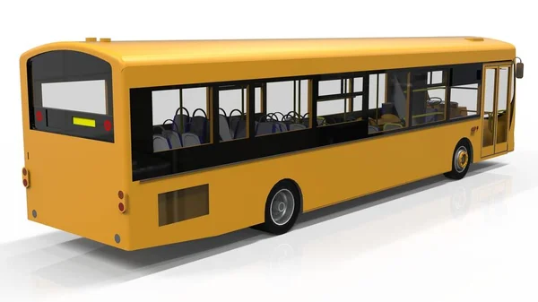 Een gele bus sjabloon. Personenvervoer. 3d illustratie. — Stockfoto