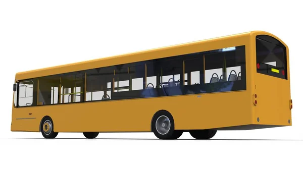 Şehir sarı otobüs şablonu. Yolcu taşımacılığı. 3d illüstrasyon. — Stok fotoğraf