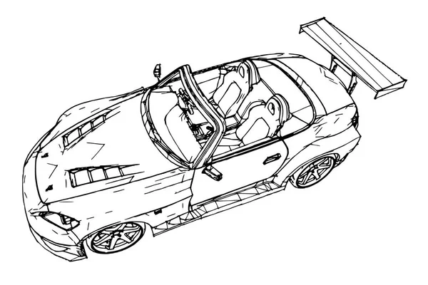 Sportovní vůz. Skladem ilustrace ve stylu ručně tažené lineární grafika. — Stockový vektor