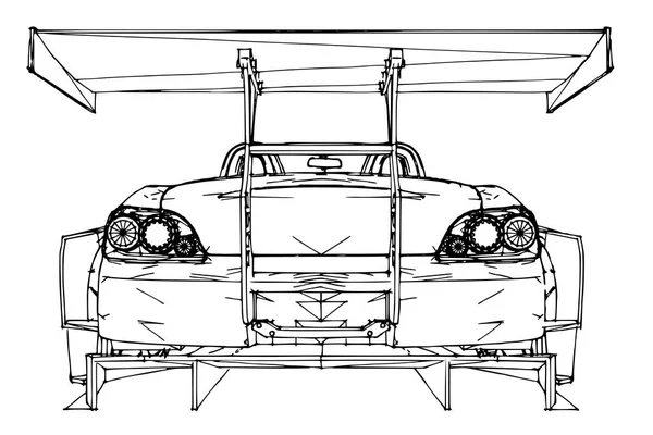 Sportwagen. Stock illustratie in de stijl van handgetekende lineaire afbeeldingen. — Stockvector