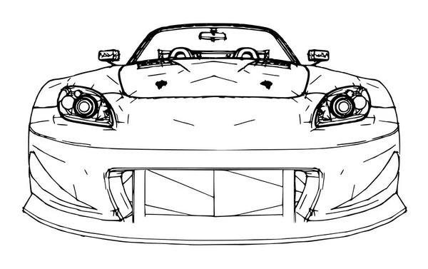 Auto sportive. Illustrazione dello stile della grafica lineare disegnata a mano . — Vettoriale Stock