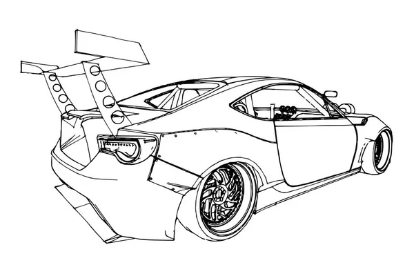 Carro desportivo. Ilustração de estoque no estilo de gráficos lineares desenhados à mão . — Vetor de Stock