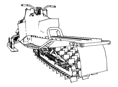 Kar araci. Vektör çizim el yapımı bir tarzda. Ekipman farklı iki tarafın türleri