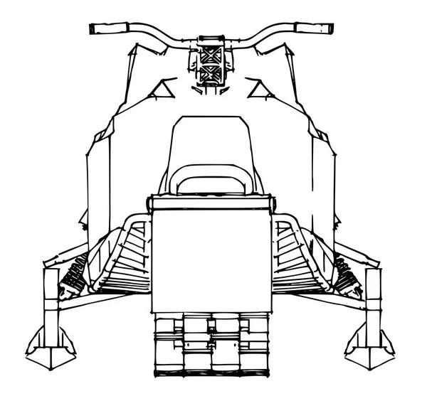 Motoslitta. Illustrazione vettoriale in stile artigianale. Tipi di apparecchiature da diversi lati — Vettoriale Stock