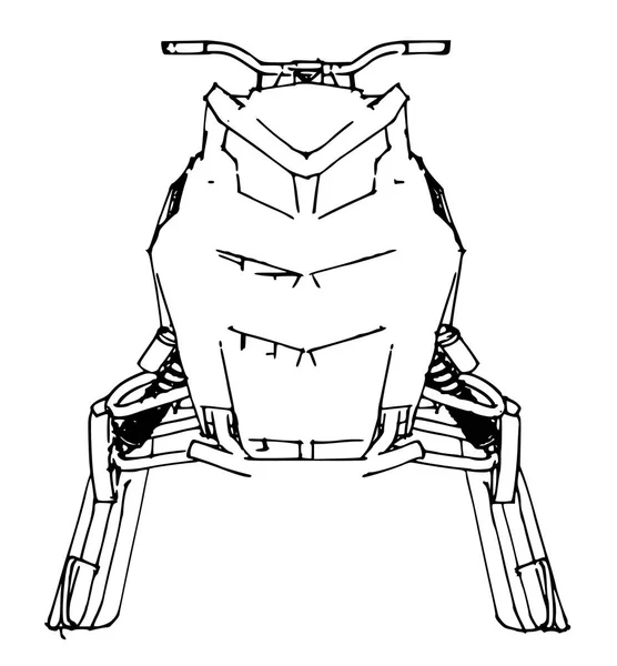 Motoslitta. Illustrazione vettoriale in stile artigianale. Tipi di apparecchiature da diversi lati — Vettoriale Stock