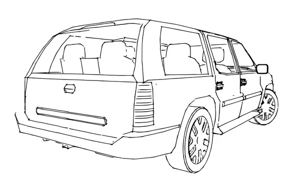 Szkic samochodu SUV w dłoni. — Wektor stockowy