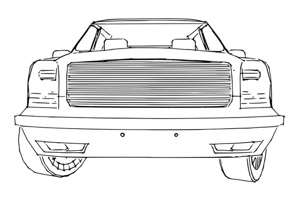 Suv disegno di contorno auto di una mano . — Vettoriale Stock