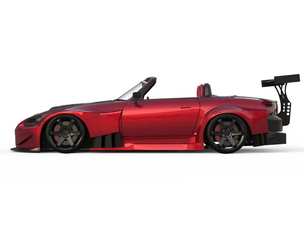 Modernes dunkelrotes Sportcabrio. Offenes Auto mit Tuning. 3D-Darstellung. — Stockfoto
