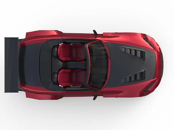 Nowoczesne ciemny czerwony sportowy kabriolet. Otwieranie samochodów z dostrajania. renderowania 3D. — Zdjęcie stockowe
