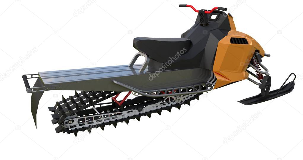 Snowmobile. Types of equipment from different sides. 3d rendering.